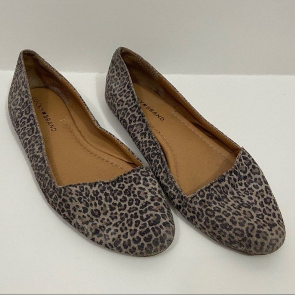 Lucky Brand Leather Leopard Print Flats